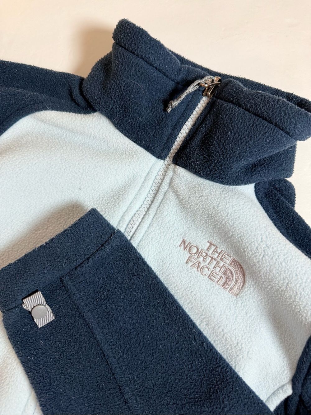 The North Face Women's Full Zip Fleece Jacket XS Navy Light Blue Colorblock
